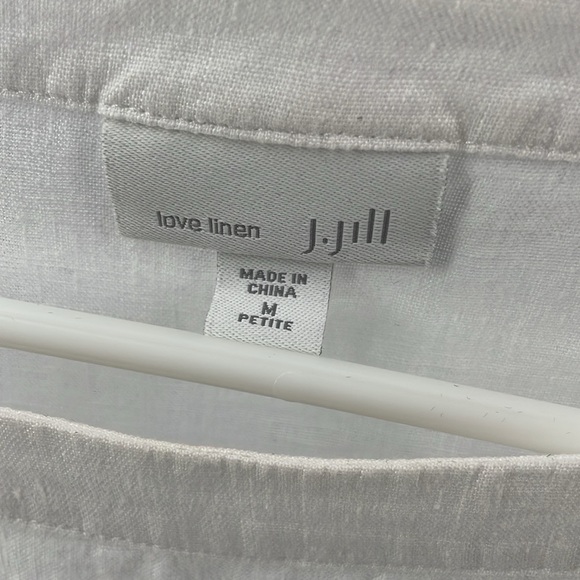 J. Jill 100% Linen Lagenlook Lightweight Color Block White Blue Shirt - Picture 3 of 5